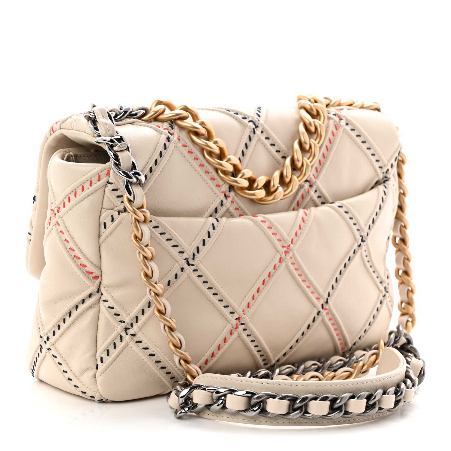 Chanel Lambskin Mixed Fibers Quilted Medium Chanel 19 Flap Beige 3 of 10
