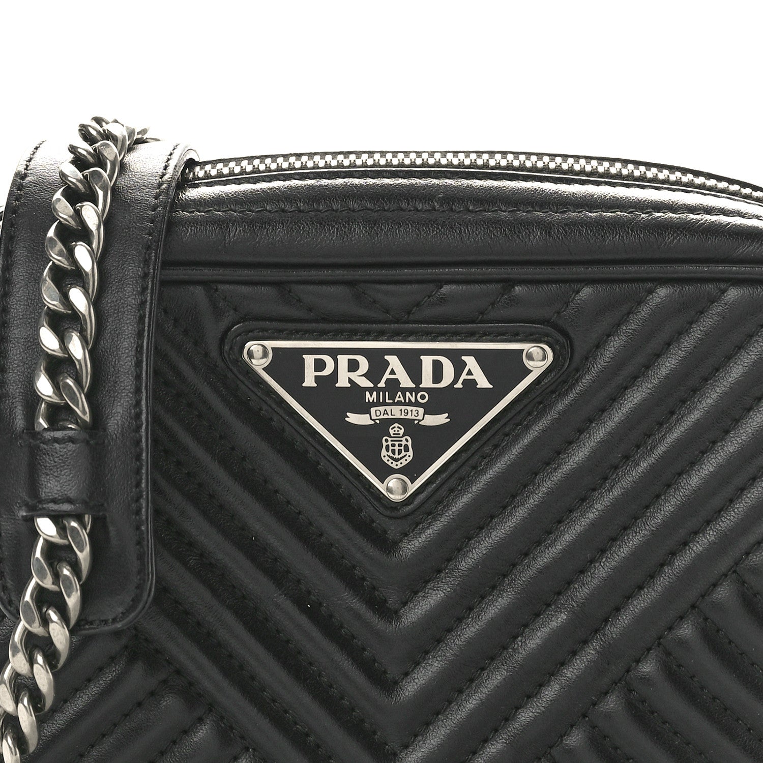 Prada Soft Calfskin Impunture Diagramme Camera Bag Black 7 of 10