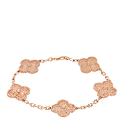 Van Cleef & Arpels 18K Rose Gold 5 Motifs Vintage Alhambra Bracelet 1 of 3
