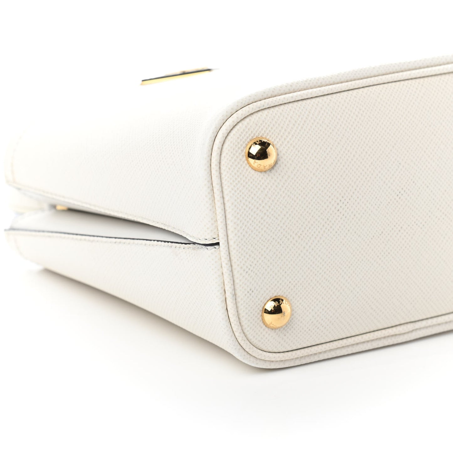 Saffiano Cuir Calfskin Small Panier Bucket Bag White Black