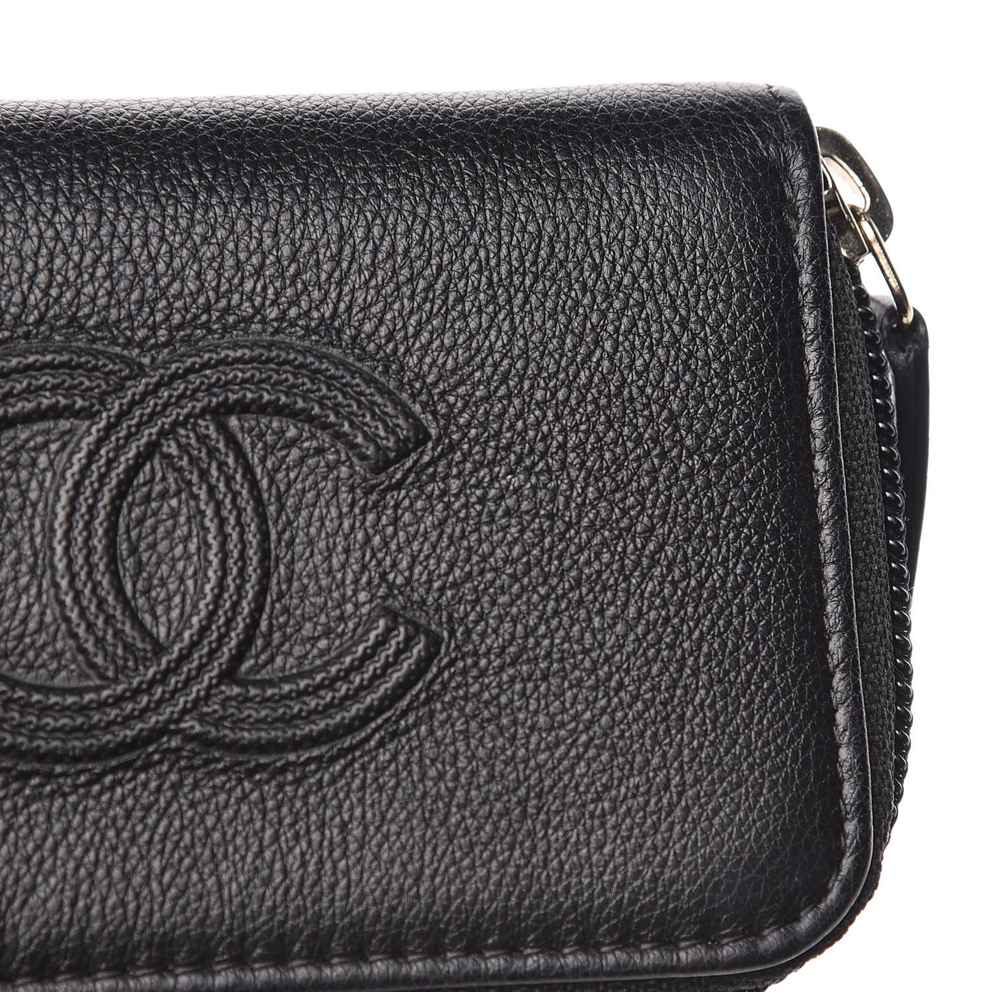 Calfskin Timeless CC Zip Around Coin Purse Black