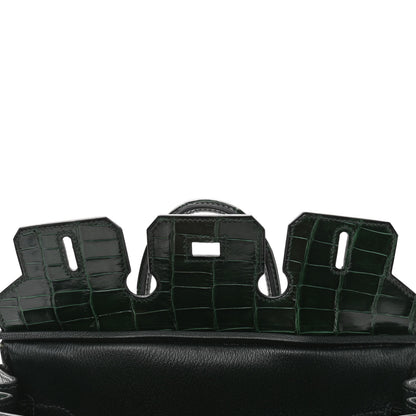 Hermes Shiny Niloticus Crocodile Birkin 25 Vert Fonce 18 of 32