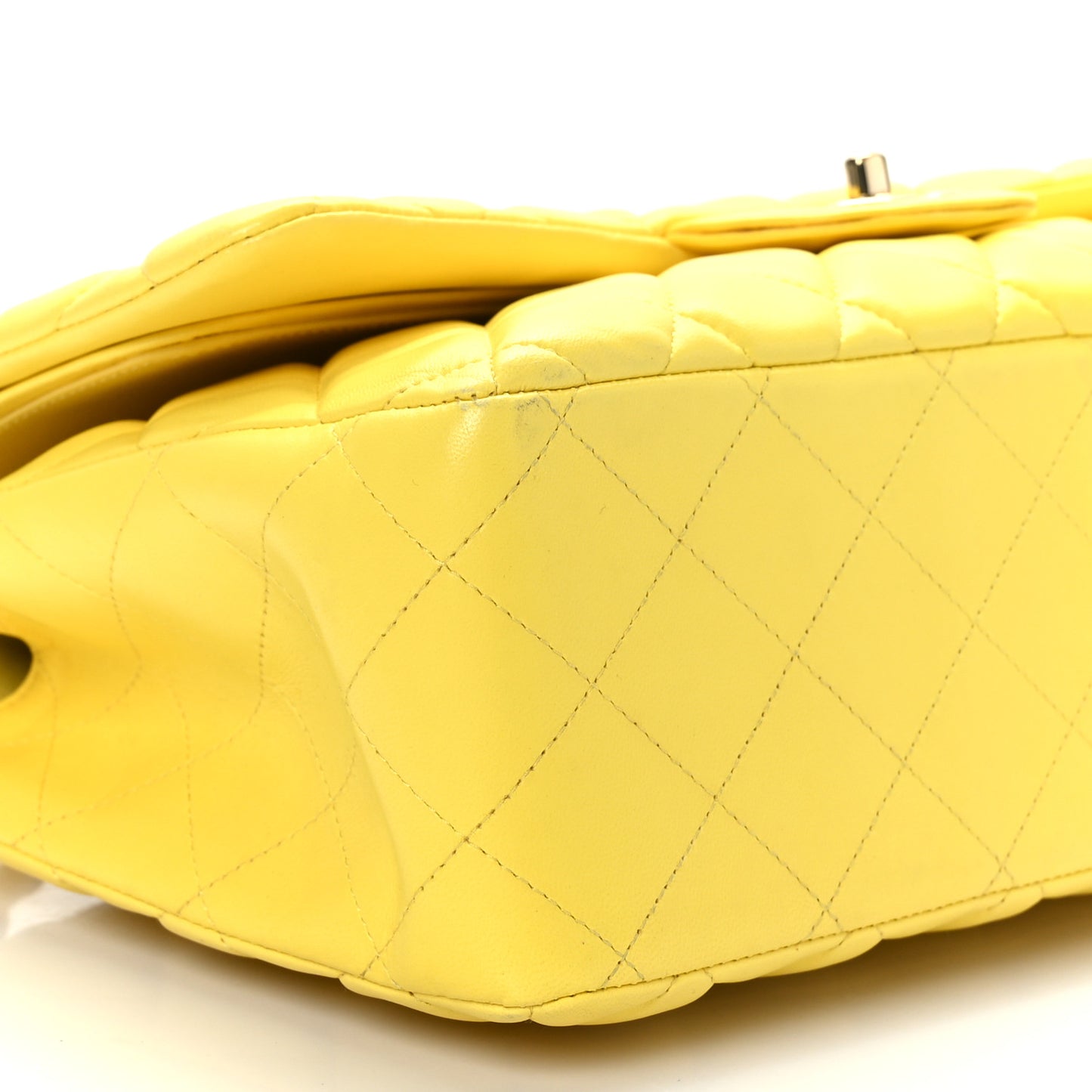 Lambskin Quilted Jumbo Double Flap Yellow