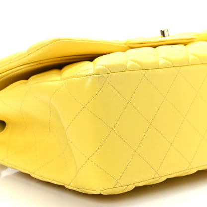 Chanel Lambskin Quilted Jumbo Double Flap Yellow 8 of 10
