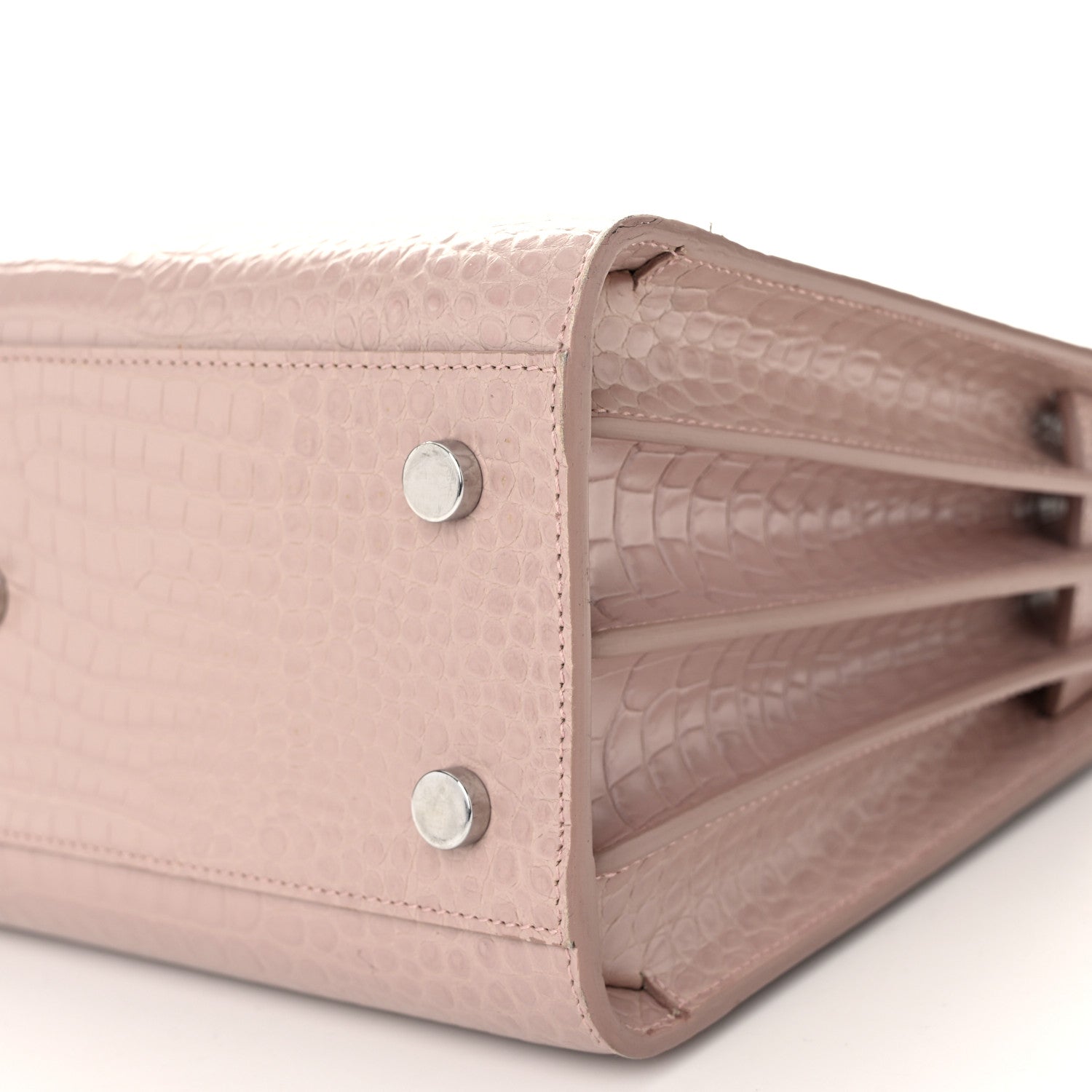 Saint Laurent Calfskin Crocodile Embossed Baby Sac De Jour Rose Antic 10 of 12