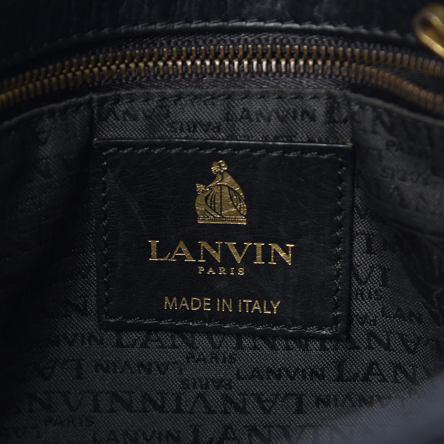 Hammered Calfskin Medium Happy Edgy Shoulder Bag Black