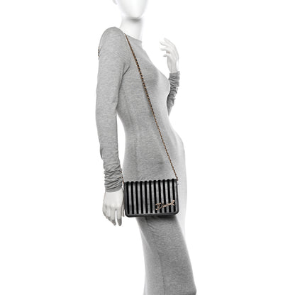 Chanel Iridescent Calfskin Velvet Stripe Wallet On Chain WOC Charcoal 3 of 11