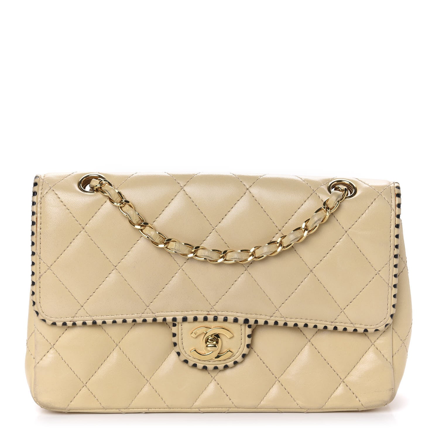 Chanel Lambskin Quilted Small Single Flap Beige 1 of 16