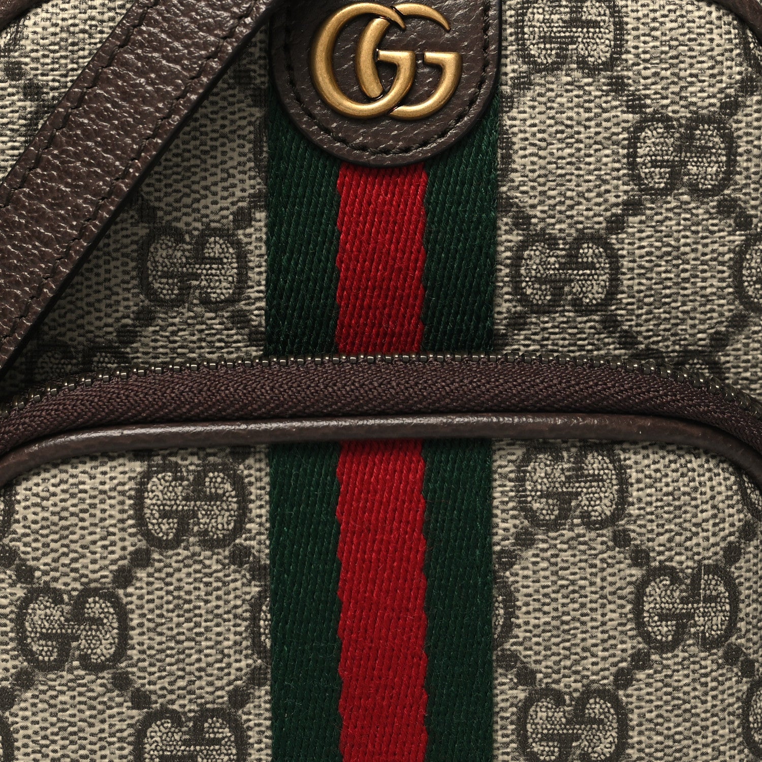 Gucci GG Supreme Monogram Web Mini Ophidia Double Zip Messenger Bag Beige New Acero 9 of 12