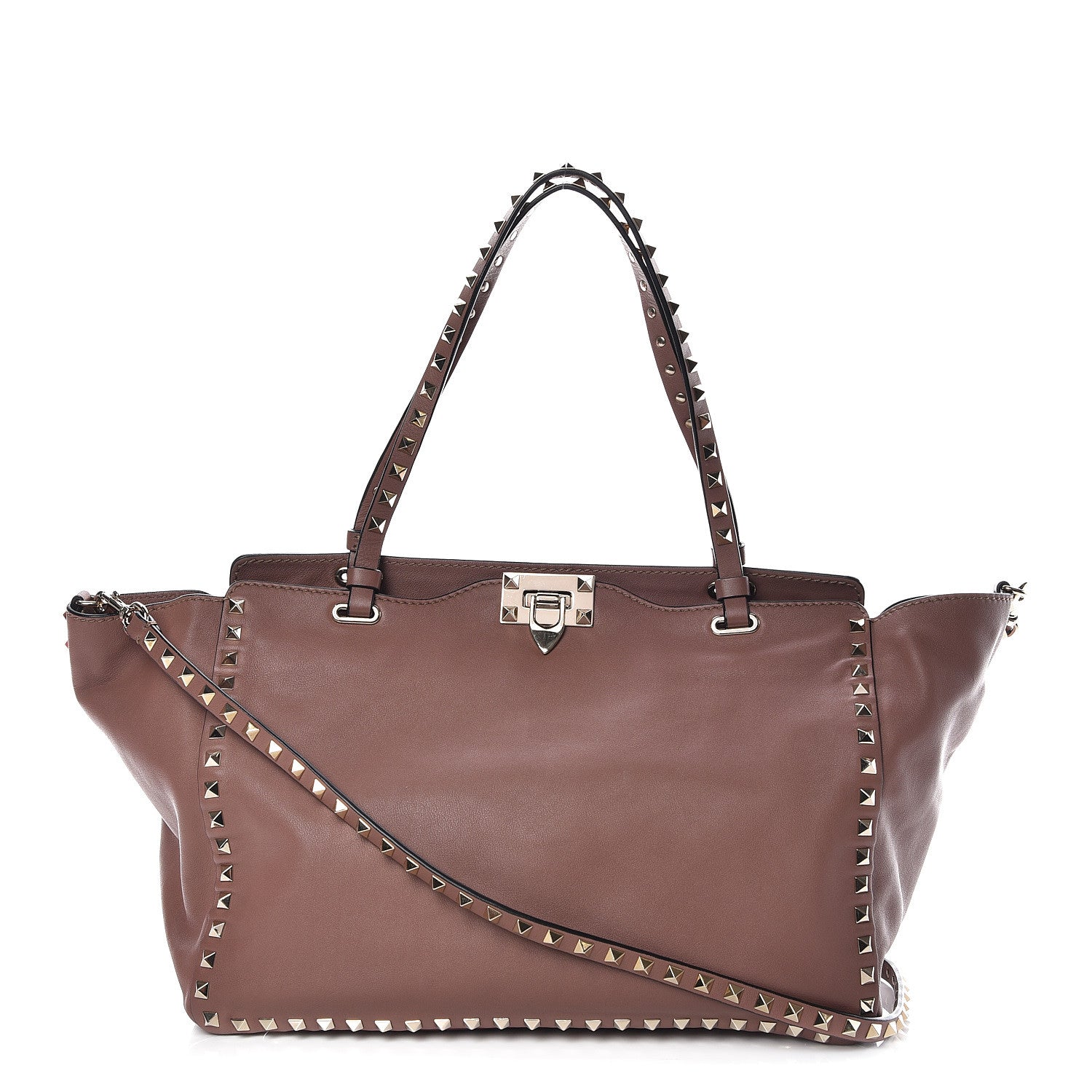 Valentino Garavani Vitello Medium Rockstud Tote Brownish 1 of 16