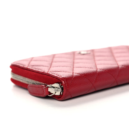 Chanel Caviar Quilted Large Gusset Zip Around Wallet Red 10 of 12