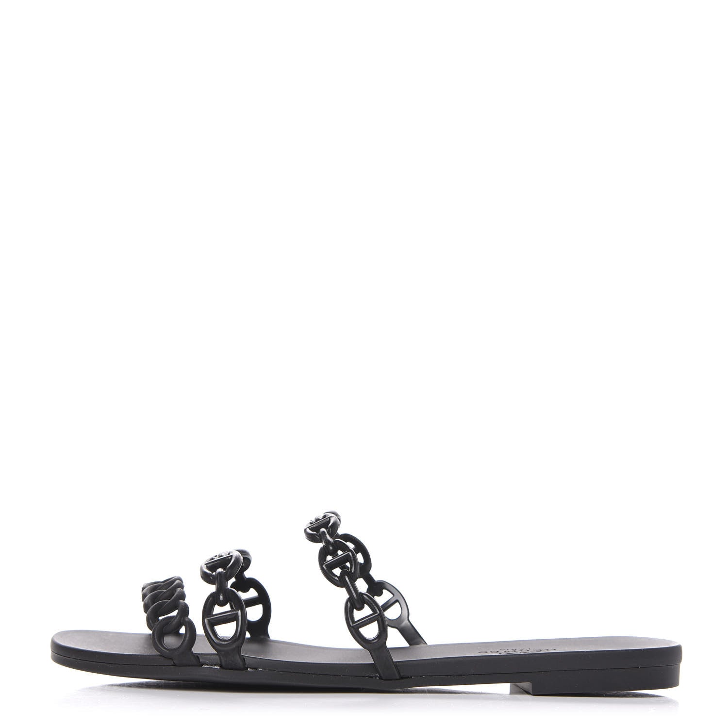 Hermes Rubber Chaine d'Ancre Rivage Sandals 36 Black 1 of 8