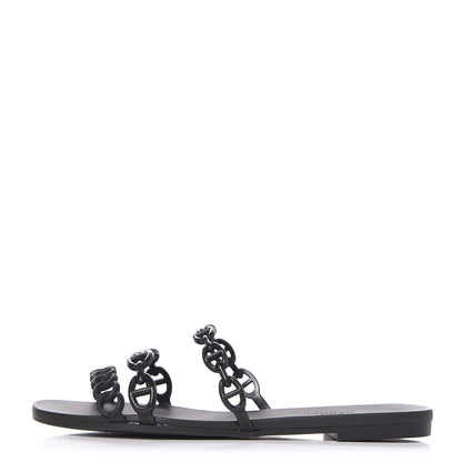 Hermes Rubber Chaine d'Ancre Rivage Sandals 36 Black 1 of 8