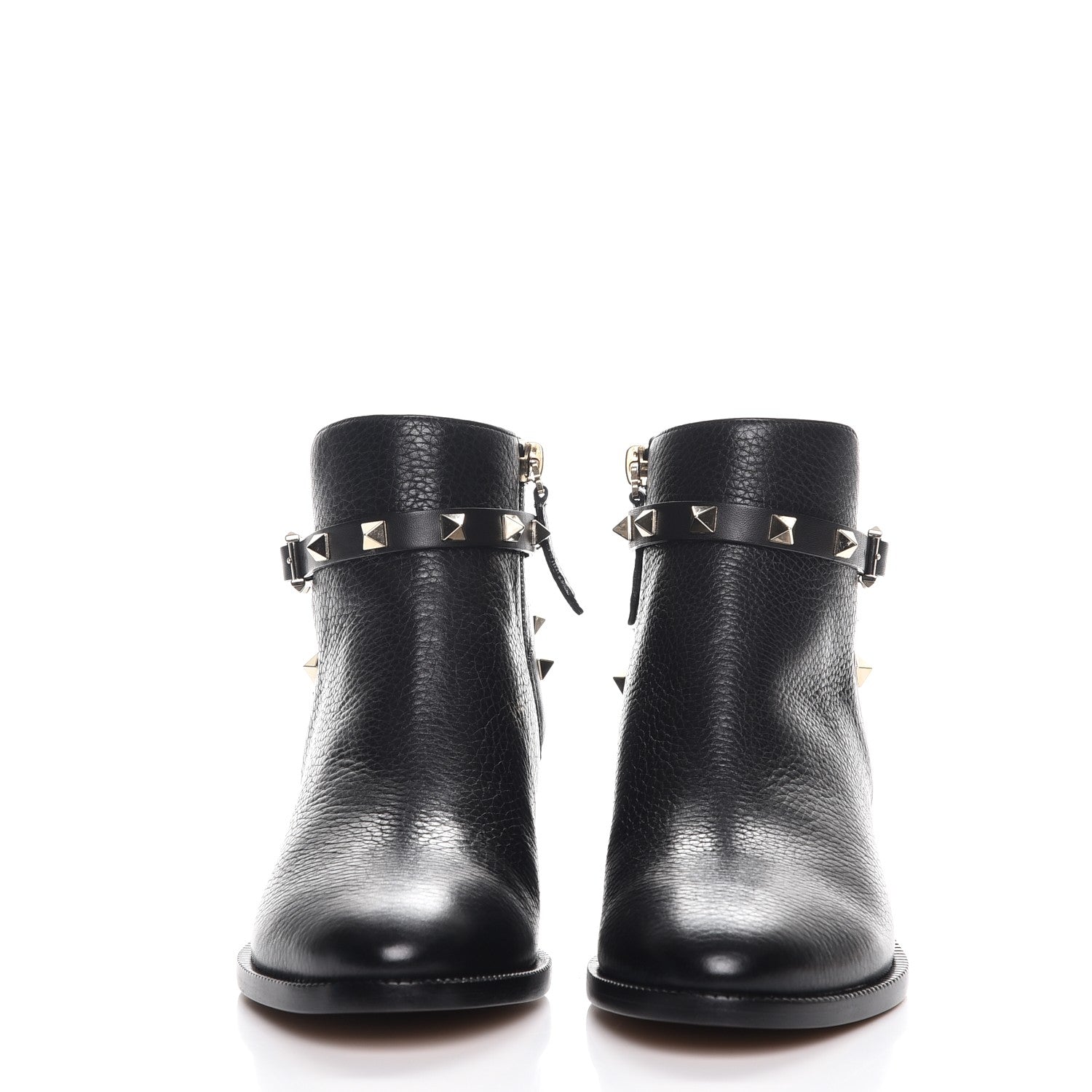 Valentino Garavani Grained Calfskin Rockstud Single Buckle 35mm Cowboy Ankle Boots 36.5 Black 2 of 9