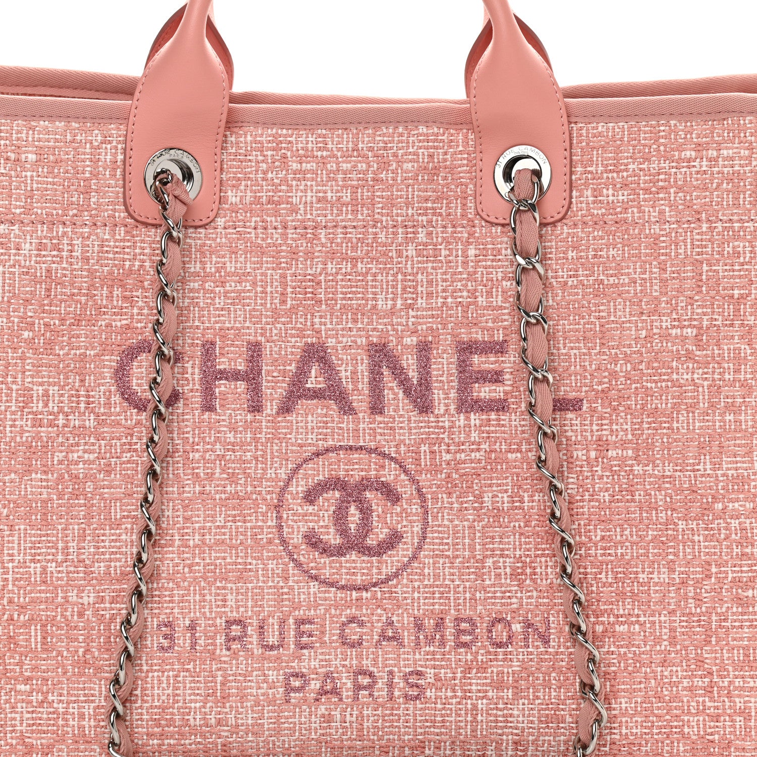 Chanel Canvas Medium Deauville Tote Pink 8 of 10