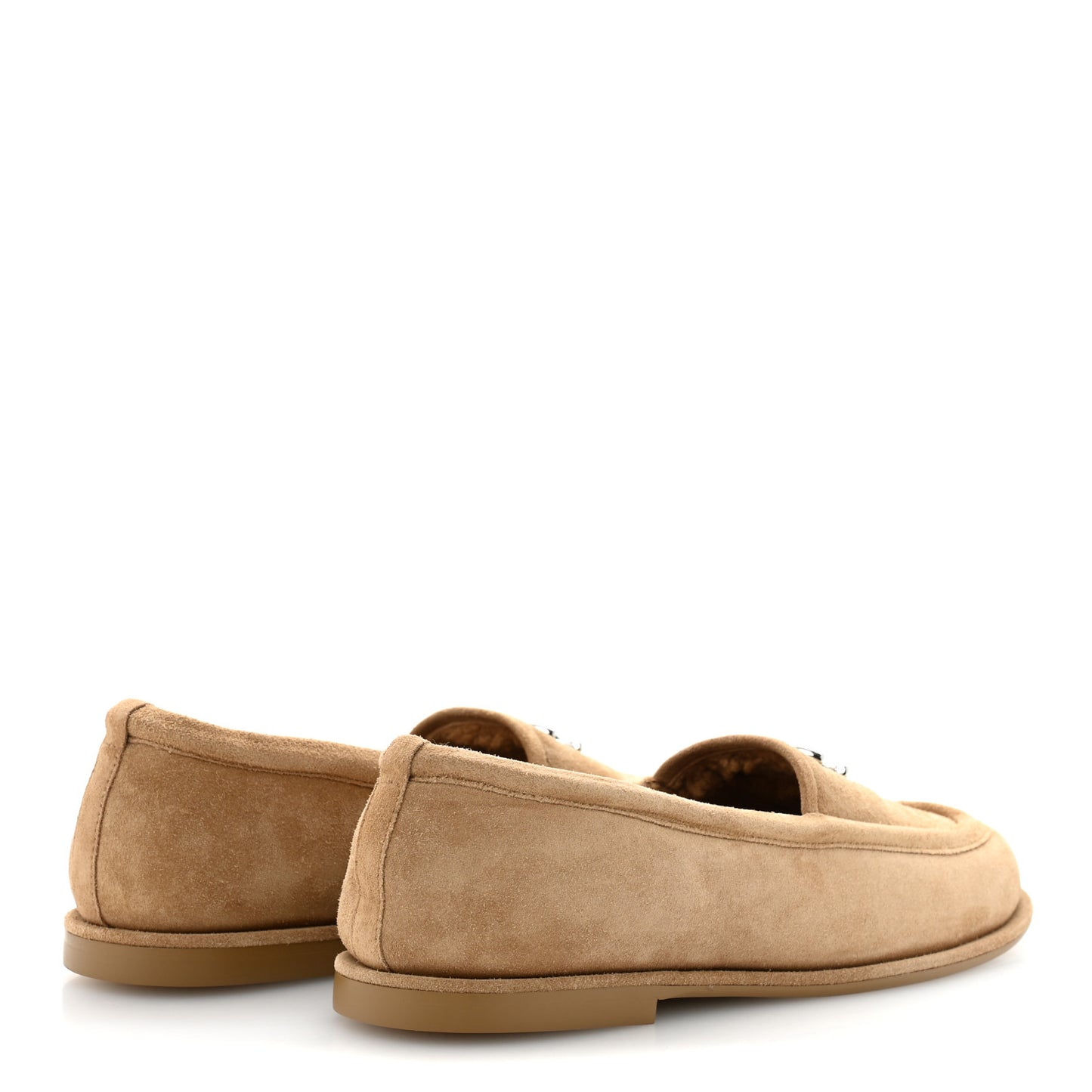 Suede Calfskin CC Loafers 40 Dark Beige