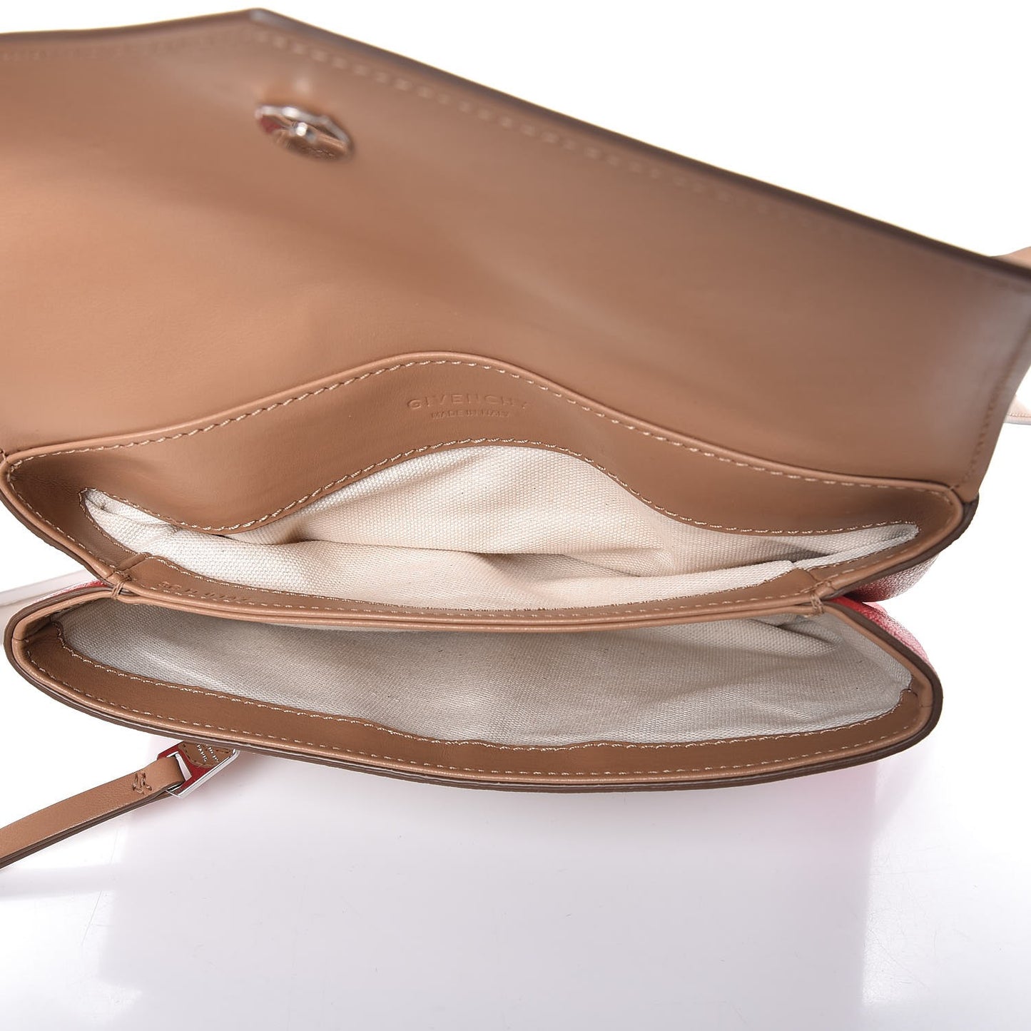 Calfskin Duetto Crossbody Beige Red