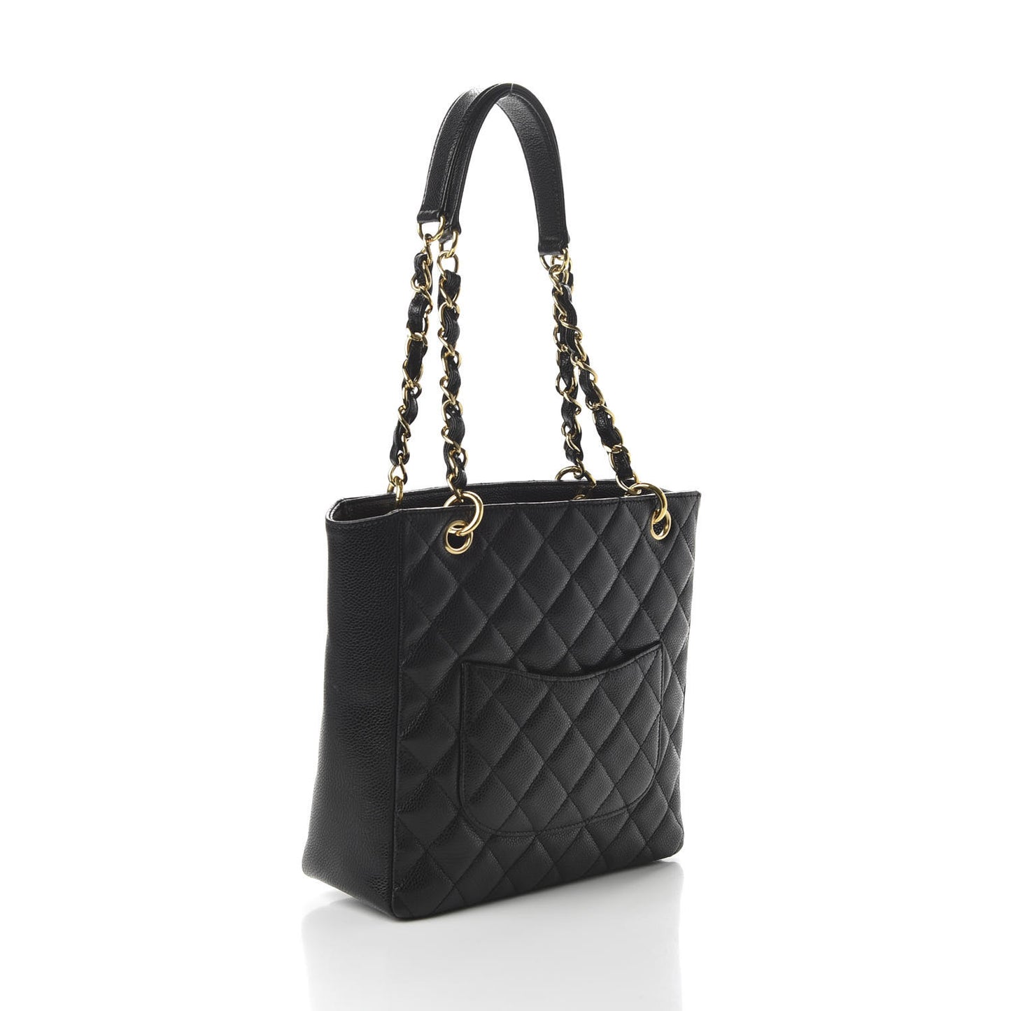 Caviar Quilted Petit Shopping Tote PST Black