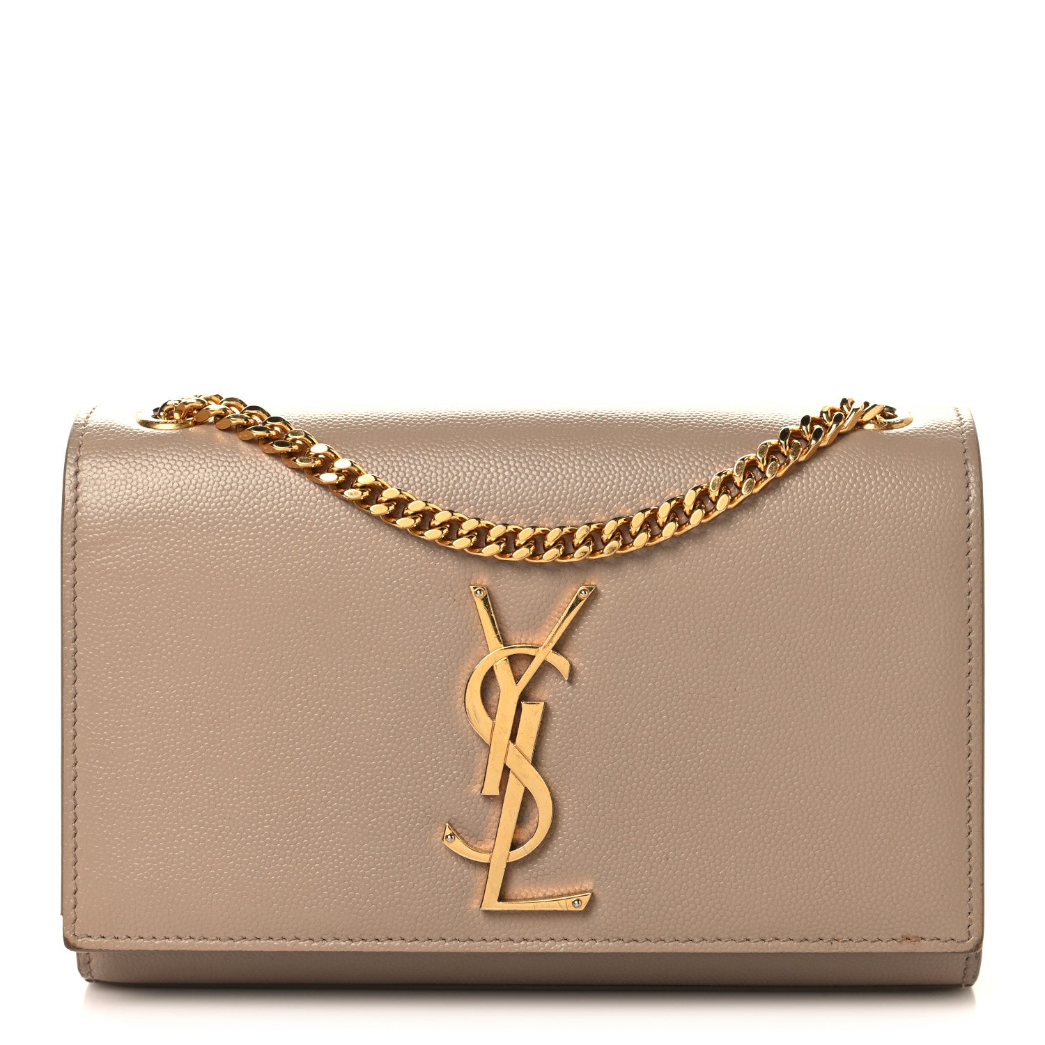 Saint Laurent Grain De Poudre Medium Monogram Kate Satchel Dark Beige 1 of 8