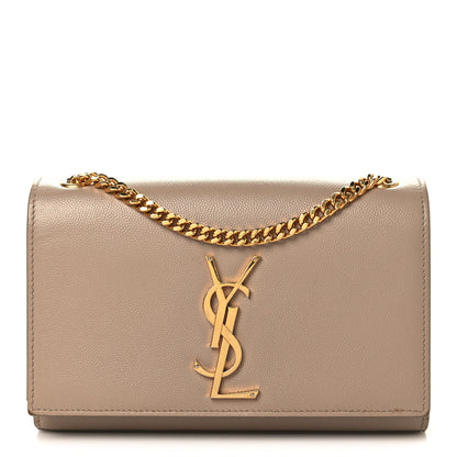 Saint Laurent Grain De Poudre Medium Monogram Kate Satchel Dark Beige 1 of 8
