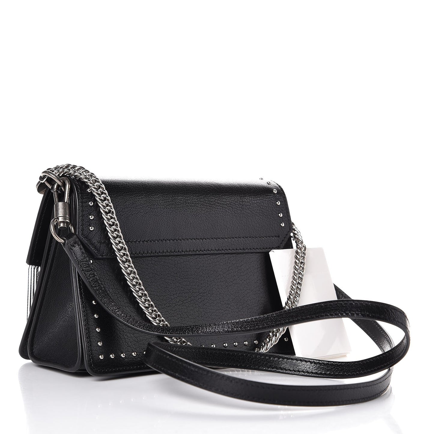 Goatskin Fringe Small GV3 Shoulder Bag Black