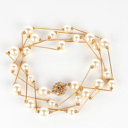 Chanel Crystal Pearl CC Long Necklace Gold 3 of 6