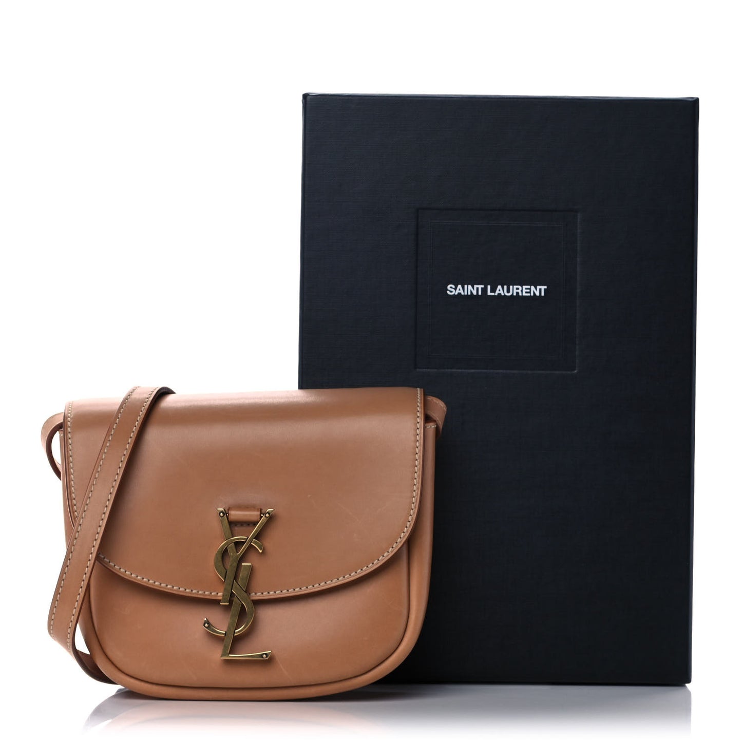 Smooth Vintage Calfskin Small Kaia Satchel Brown Gold