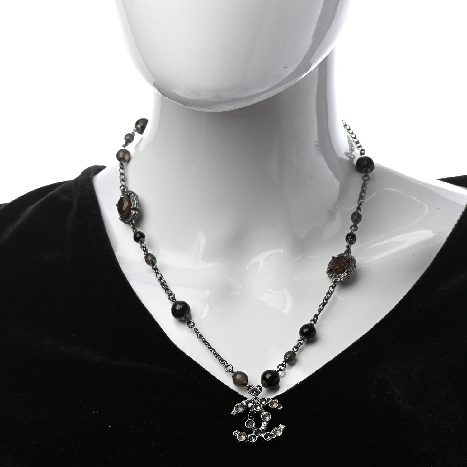 Chanel Ruthenium Baroque CC Pendant Necklace Black 2 of 5