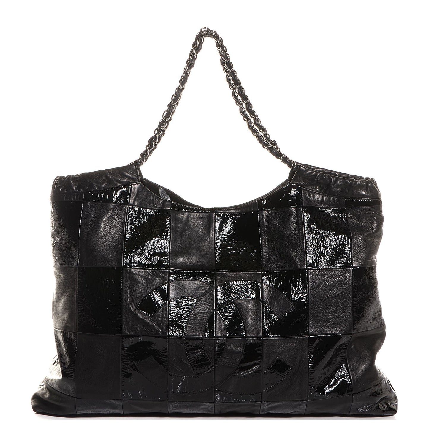 Patent Patchwork Large Brooklyn Tote Black