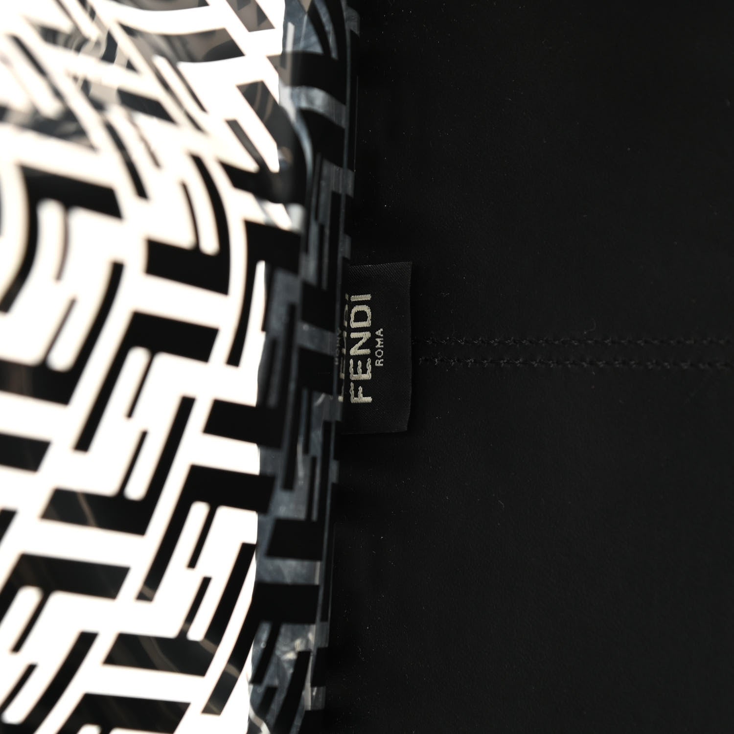 Fendi TPU FF Vitello Century Plexiglass Large Runaway Shopper Tote Black 8 of 14