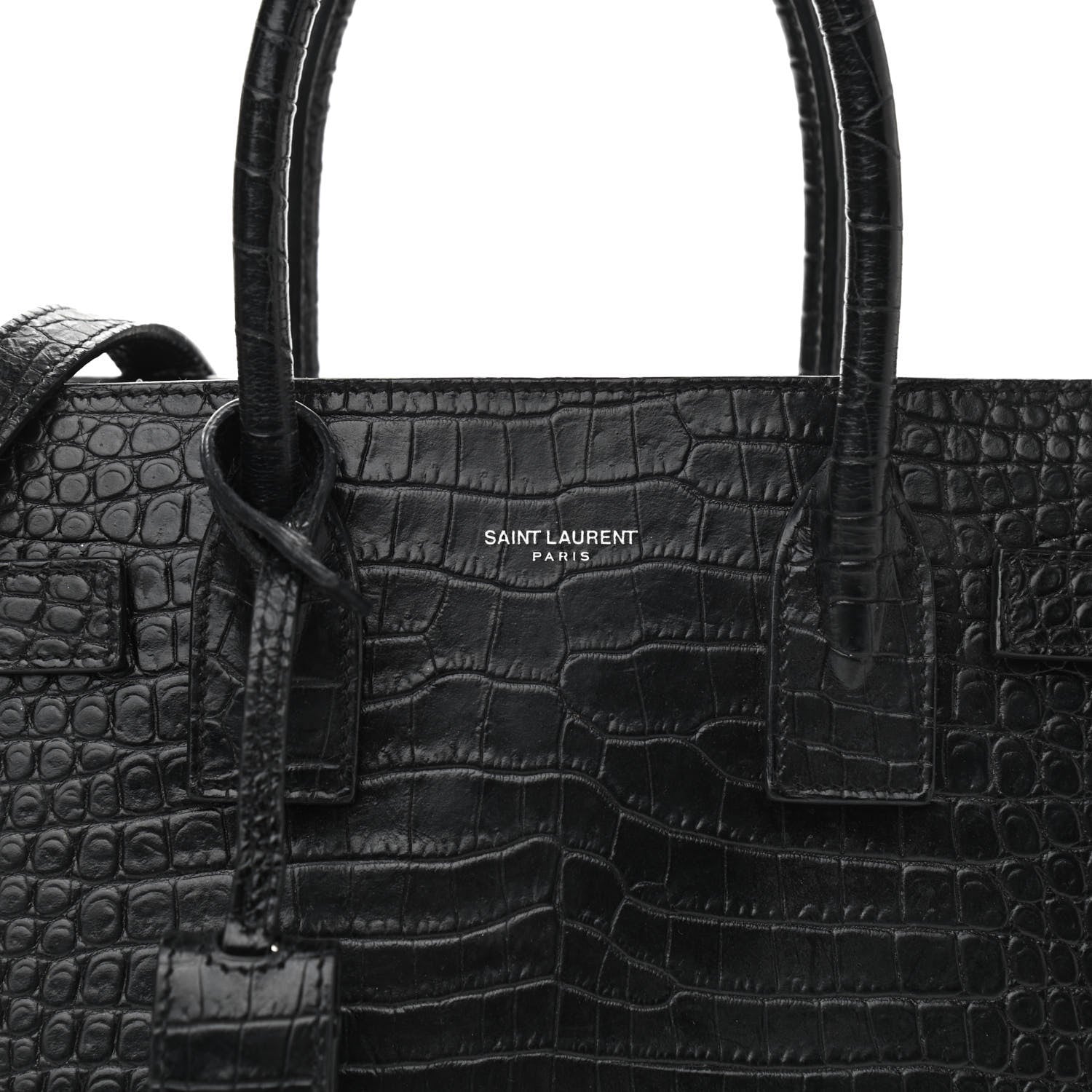Saint Laurent Calfskin Crocodile Embossed Baby Sac De Jour Black 13 of 28