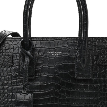 Saint Laurent Calfskin Crocodile Embossed Baby Sac De Jour Black 13 of 28