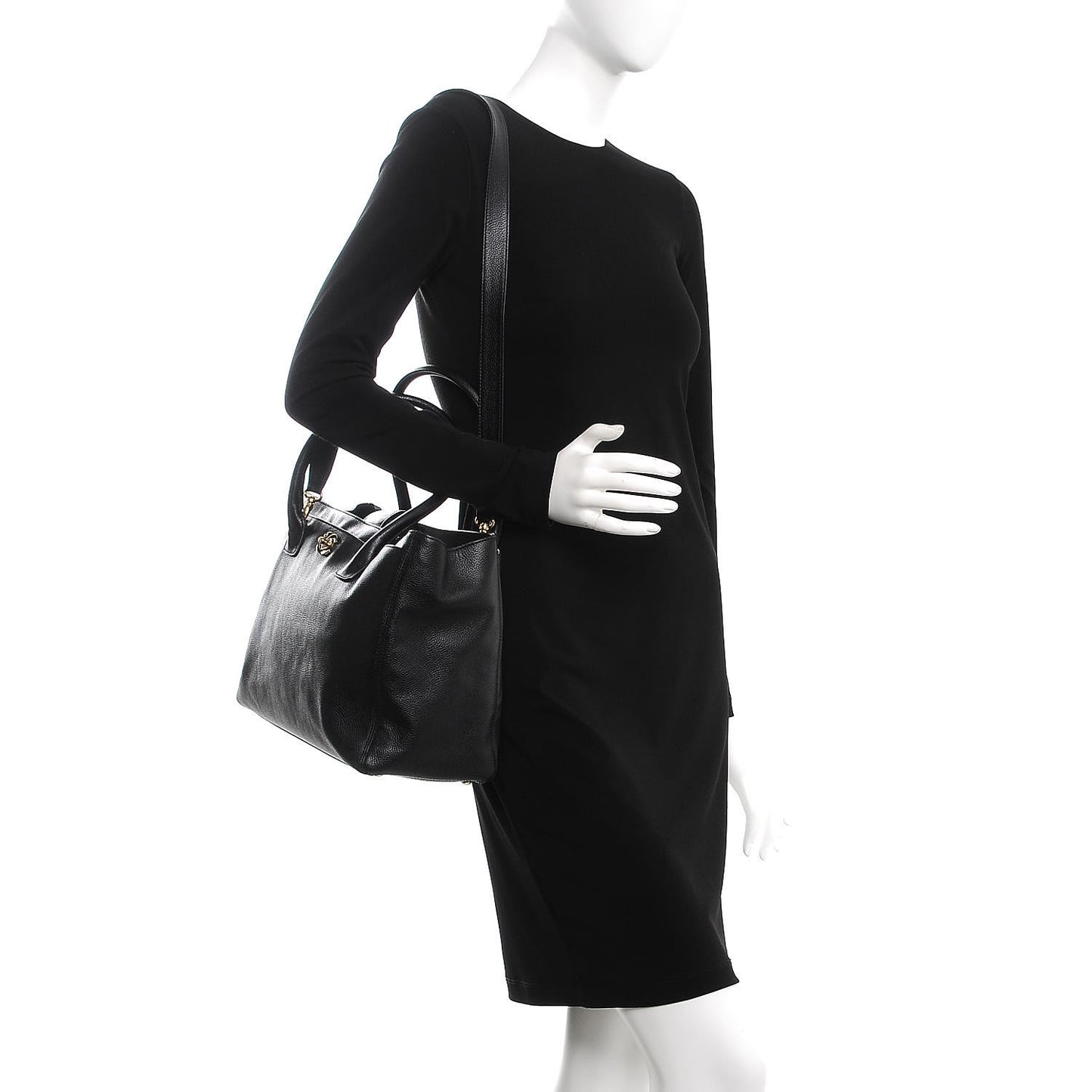Calfskin Cerf Executive Shopper Tote Black