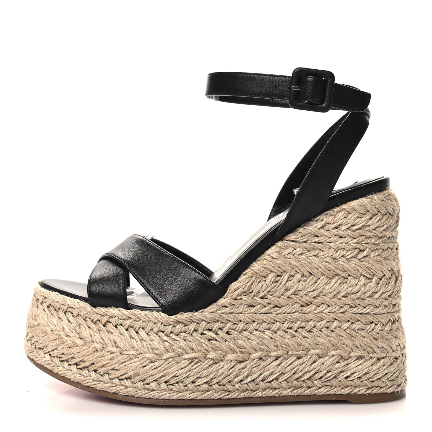Goatskin Mariza Zeppa 130 Espadrille Sandals 37 Black Natural