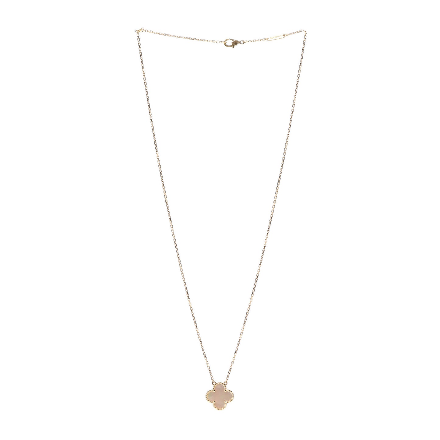 18K Yellow Gold Mother of Pearl Vintage Alhambra Pendant Necklace