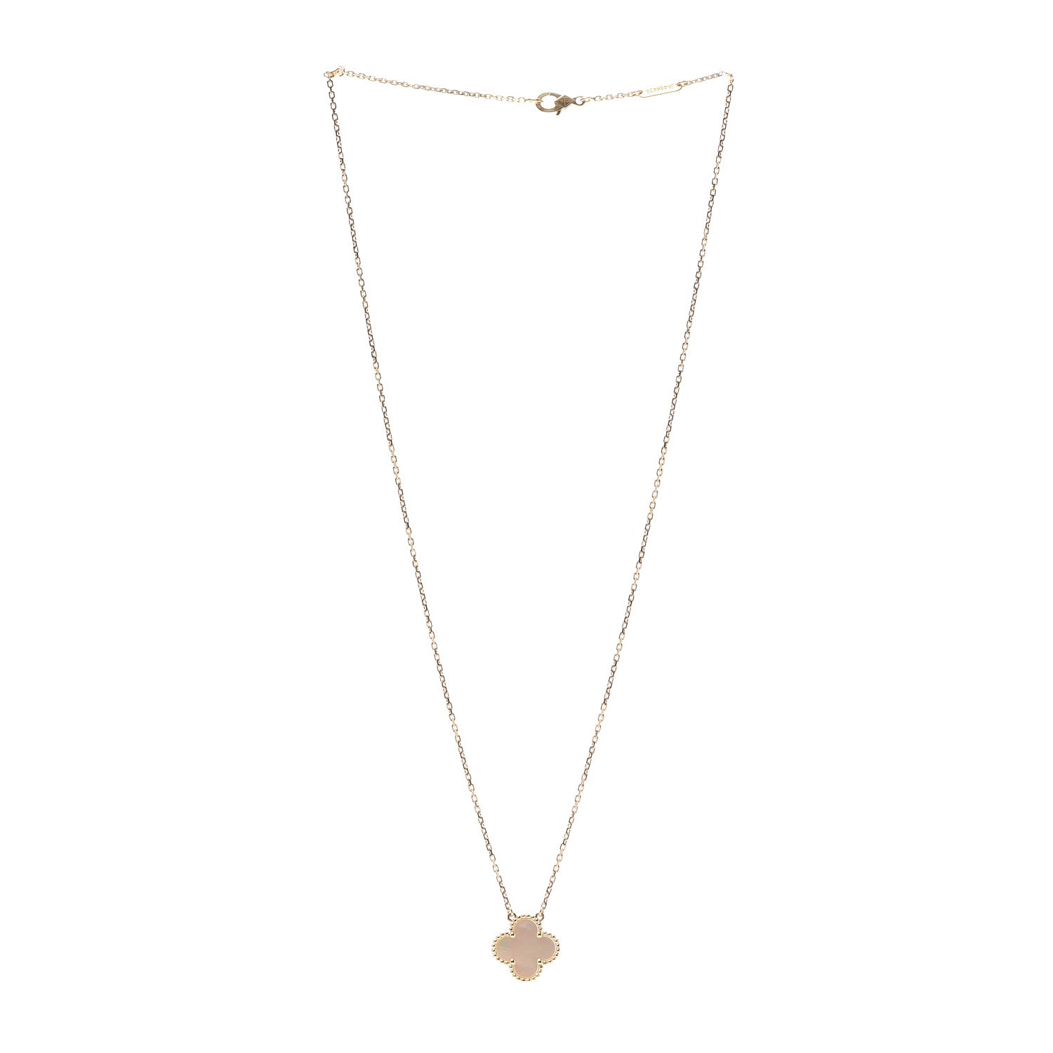 Van Cleef & Arpels 18K Yellow Gold Mother of Pearl Vintage Alhambra Pendant Necklace 3 of 8