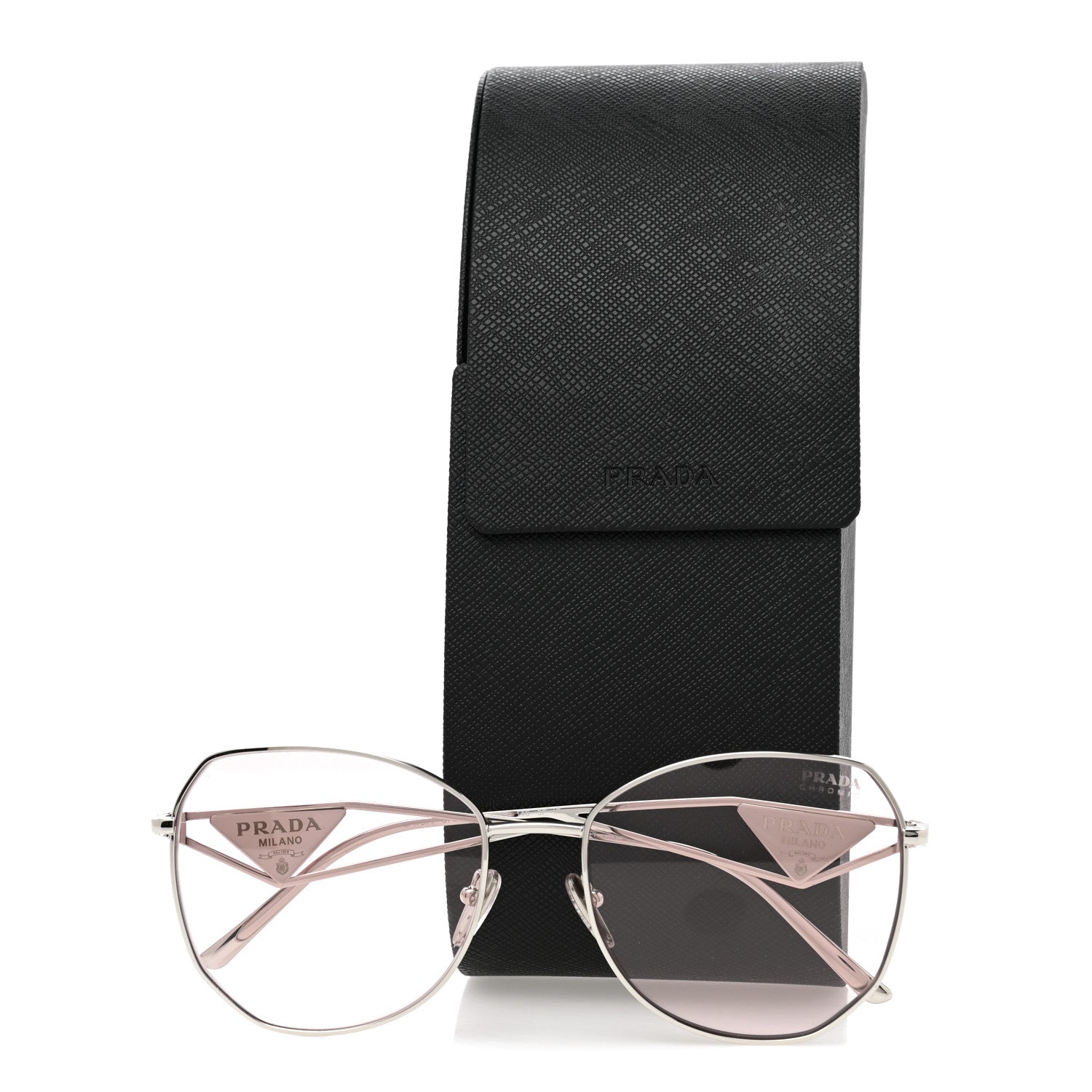 Prada Metal Symbole Triangle Logo Sunglasses SPR57Y Pink 9 of 9