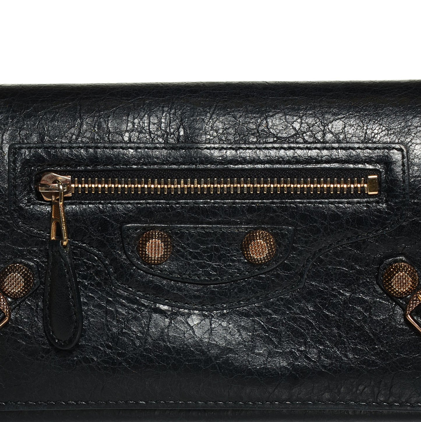 Agneau Giant 12 Rose Gold Hardware Money Wallet Black
