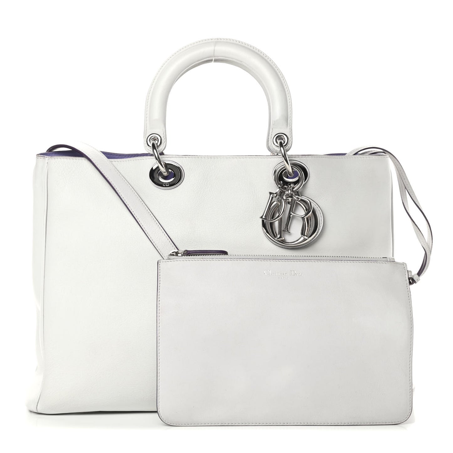 Smooth Calfskin Large Diorissimo Tote White