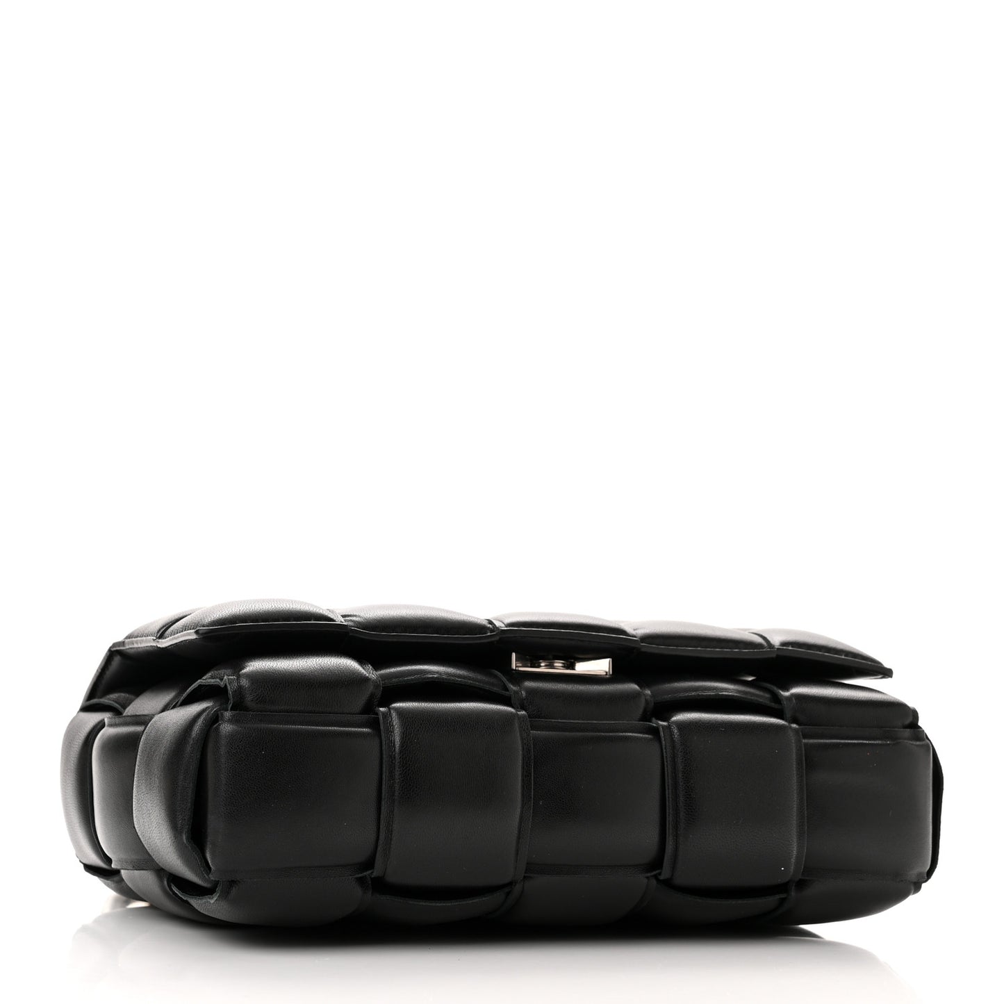 Lambskin Maxi Intreccio Padded Chain Cassette Crossbody Bag Black