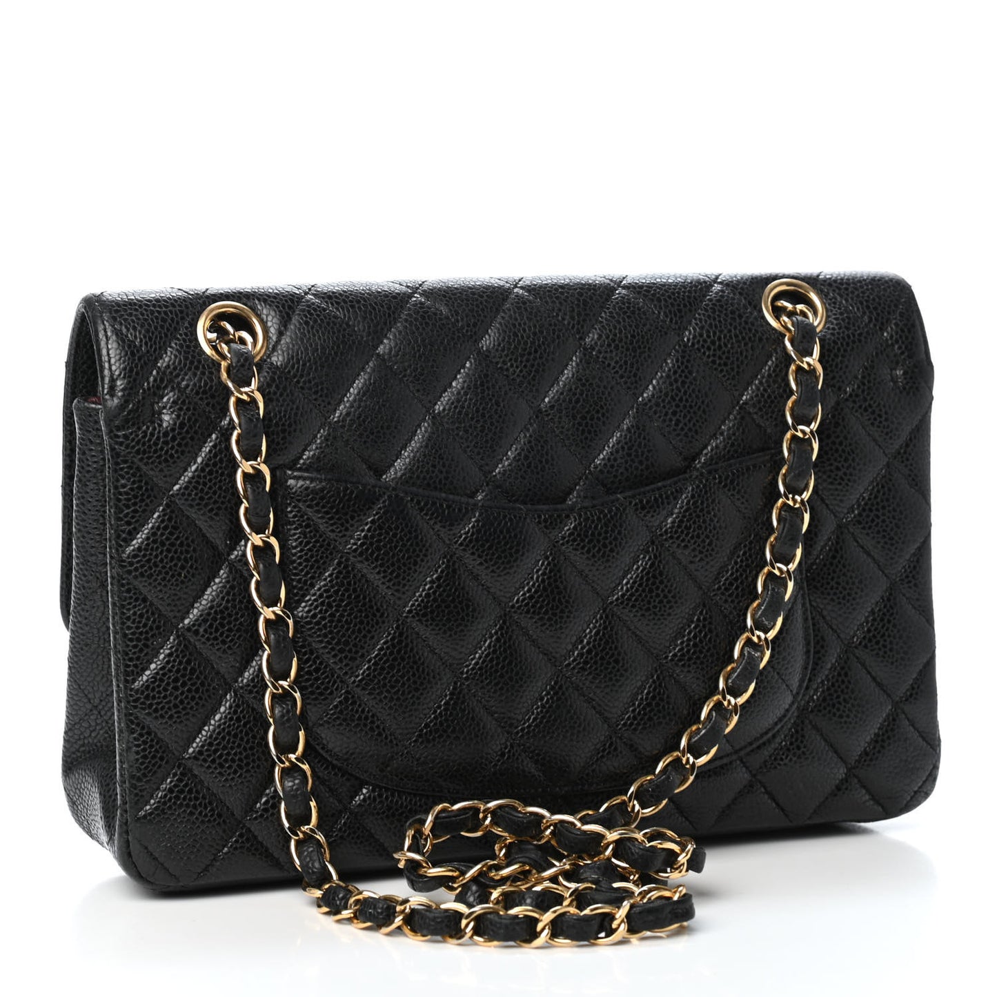 Caviar Quilted Medium Double Flap Black