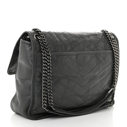 Saint Laurent Crinkled Calfskin Matelasse Monogram Large Niki Chain Satchel Storm 3 of 11