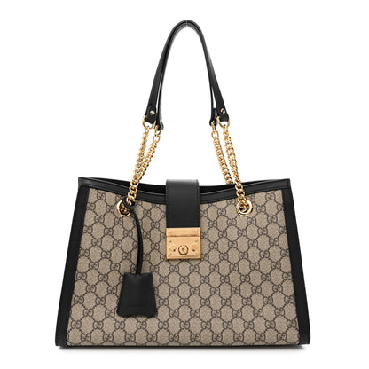 Gucci GG Supreme Monogram Medium Padlock Tote Black 1 of 10