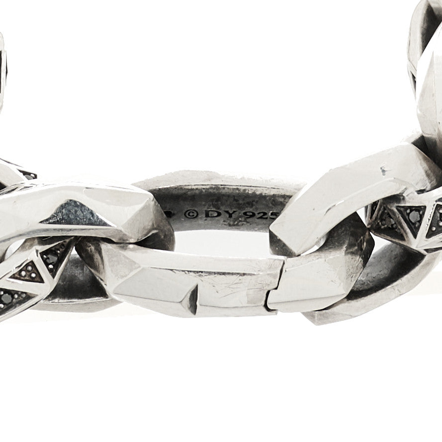 Sterling Silver Black Diamond Faceted Link Bracelet