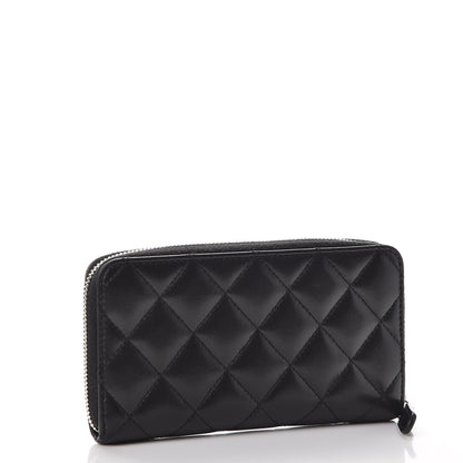 Chanel Lambskin Quilted Large Gusset Zip Around Wallet Black 3 of 12