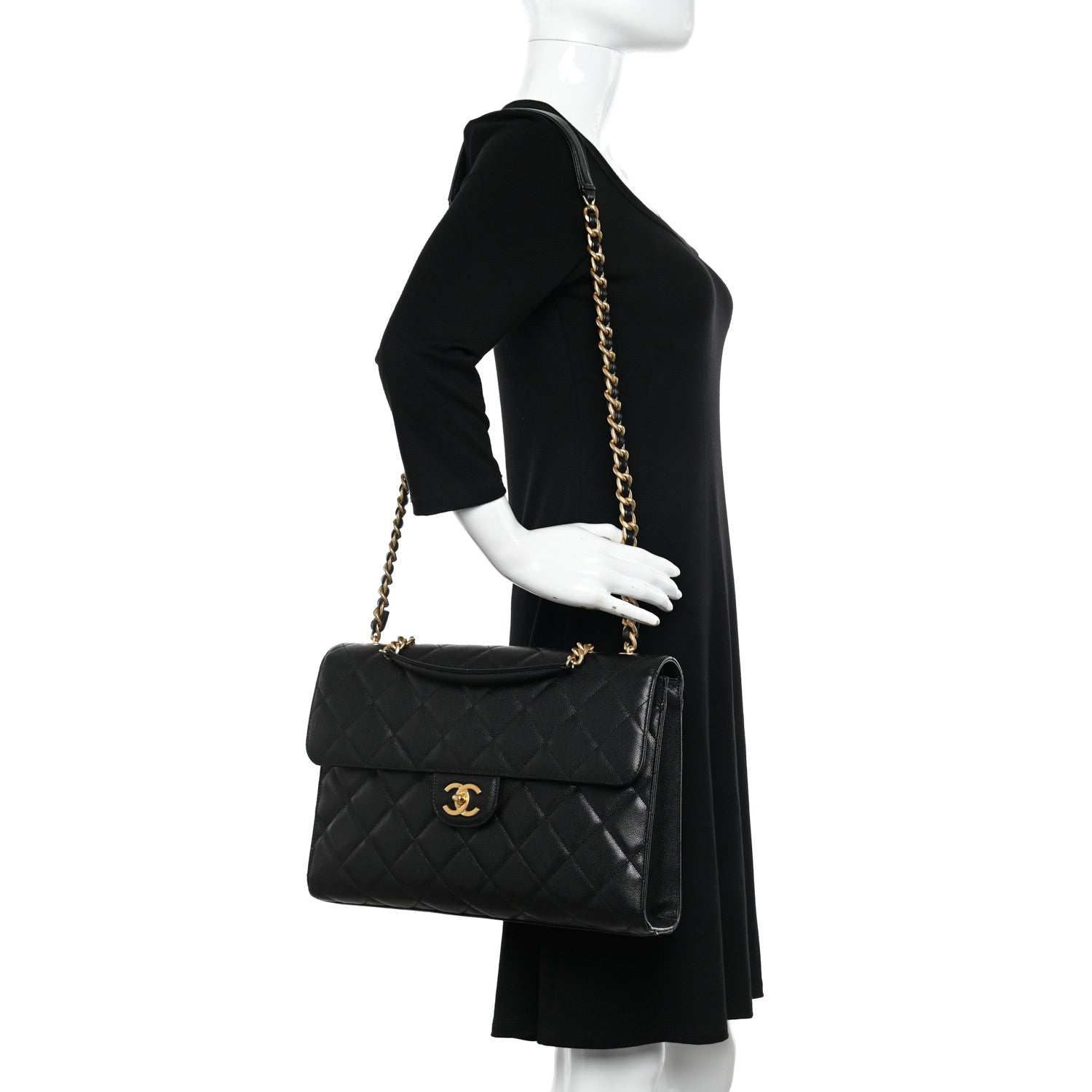 Chanel Caviar Quilted Carry Me Top Handle Flap Black 2 of 10