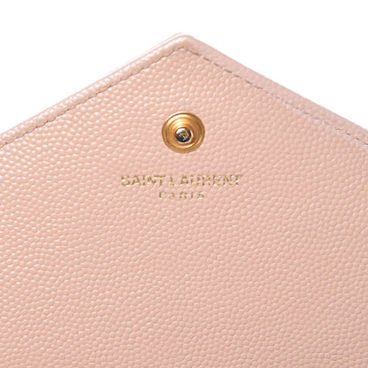 Saint Laurent Grain De Poudre Matelasse Chevron Monogram Chain Wallet Rose Antic 6 of 10