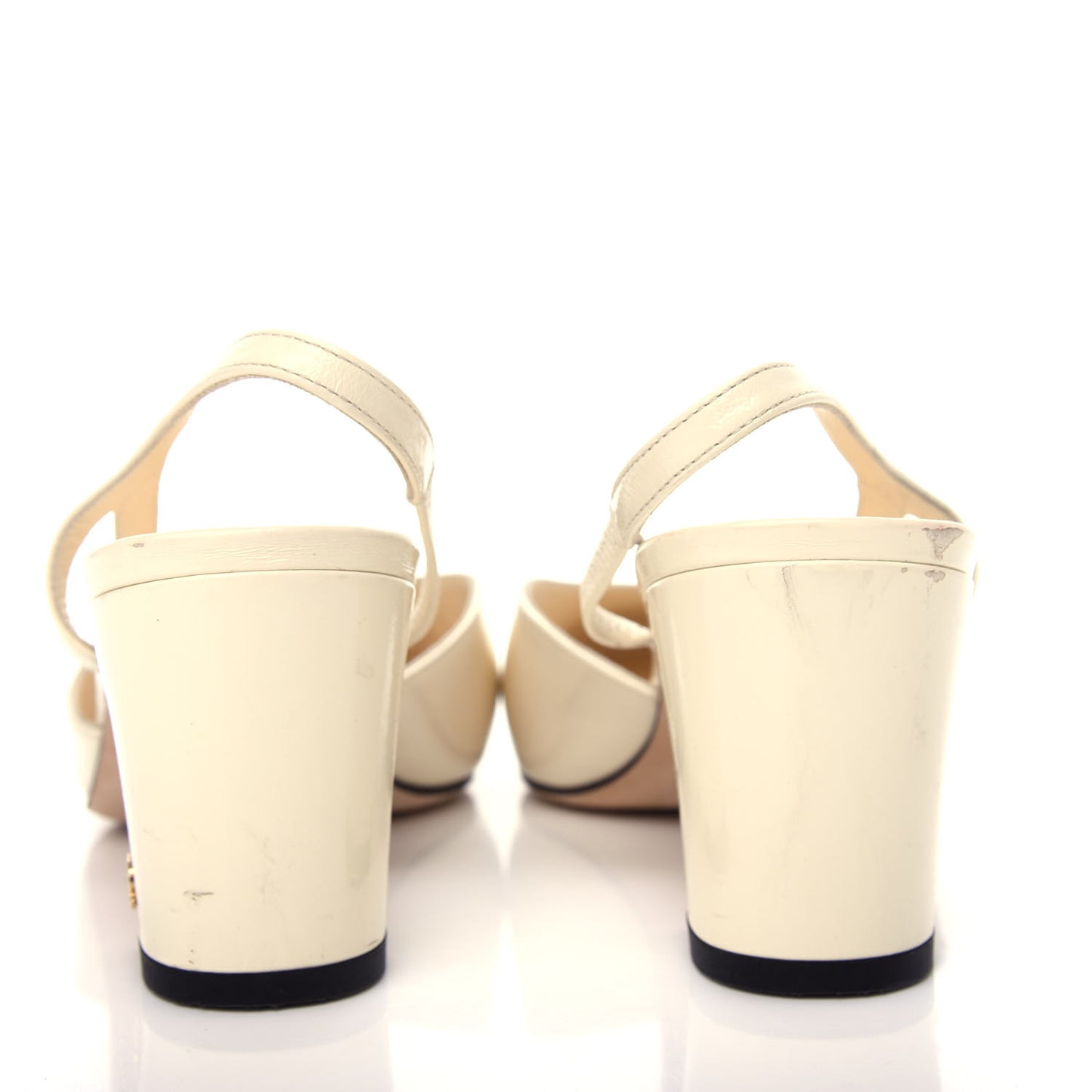 Patent Calfskin Cap Toe CC Slingback Pumps 39.5 White Black