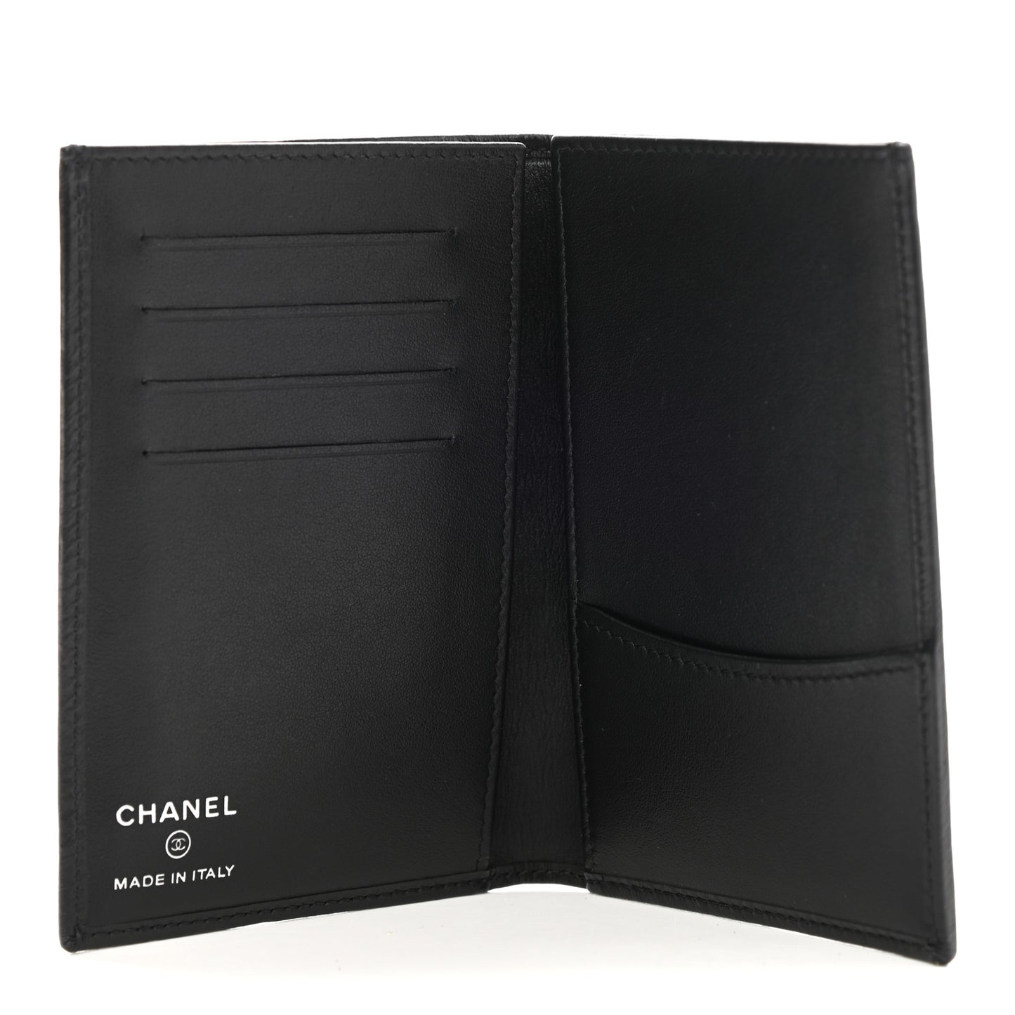 Calfskin Quilted Passport Holder Black
