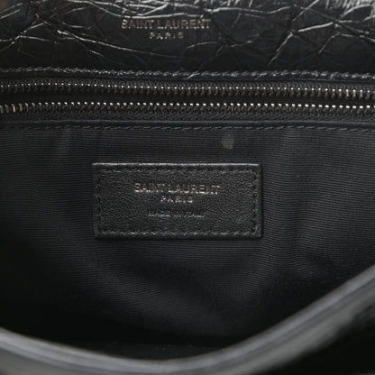 Saint Laurent Crinkled Calfskin Matelasse Monogram Medium Niki Chain Satchel Black 6 of 13